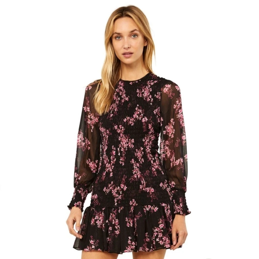 Misa - Roisin Dress In Berry Floral Size S